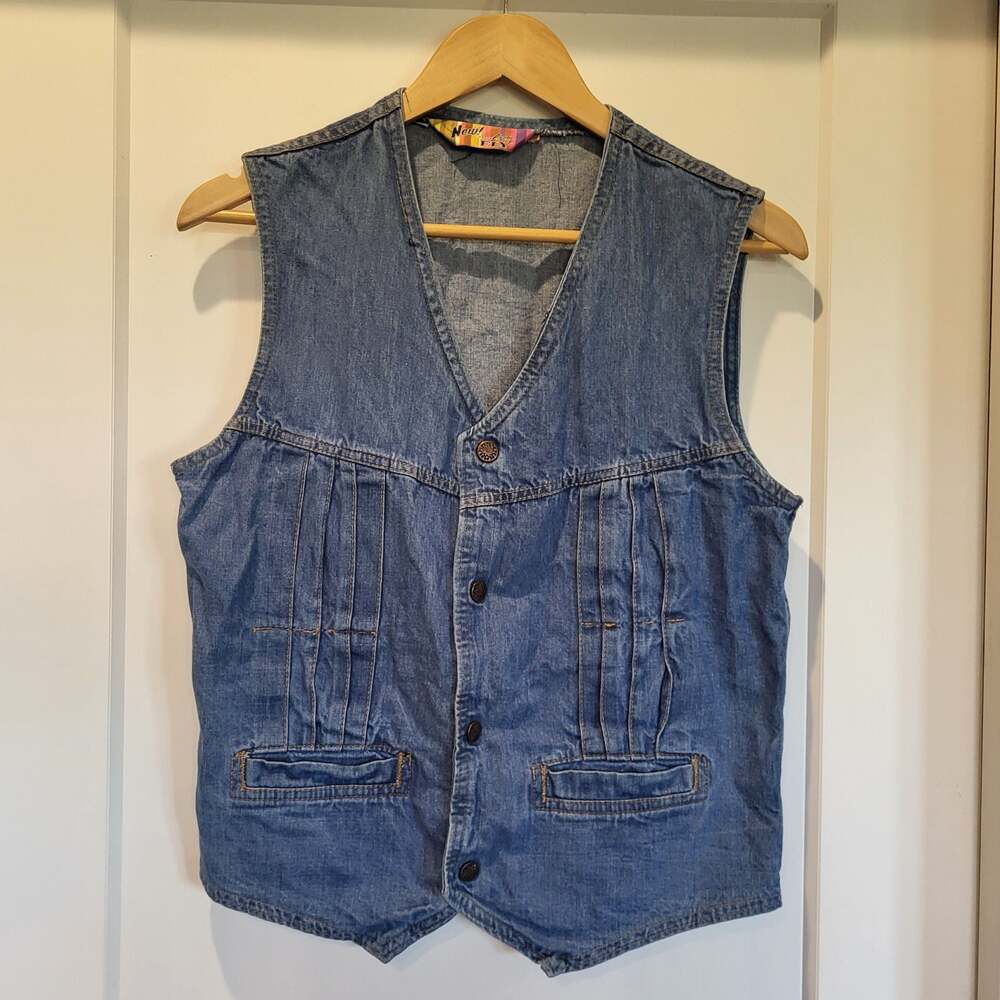 80s 90s Y2K New! From Ely Vintage Denim Button-Down Vest Size Medium